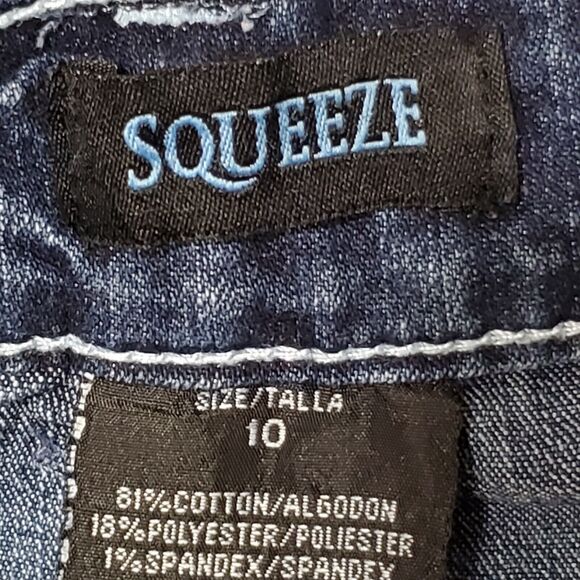 Squeeze Girls Sz 10 Denim Blue Jean Shorts Embellished Embroidered Whiskered - Picture 3 of 9